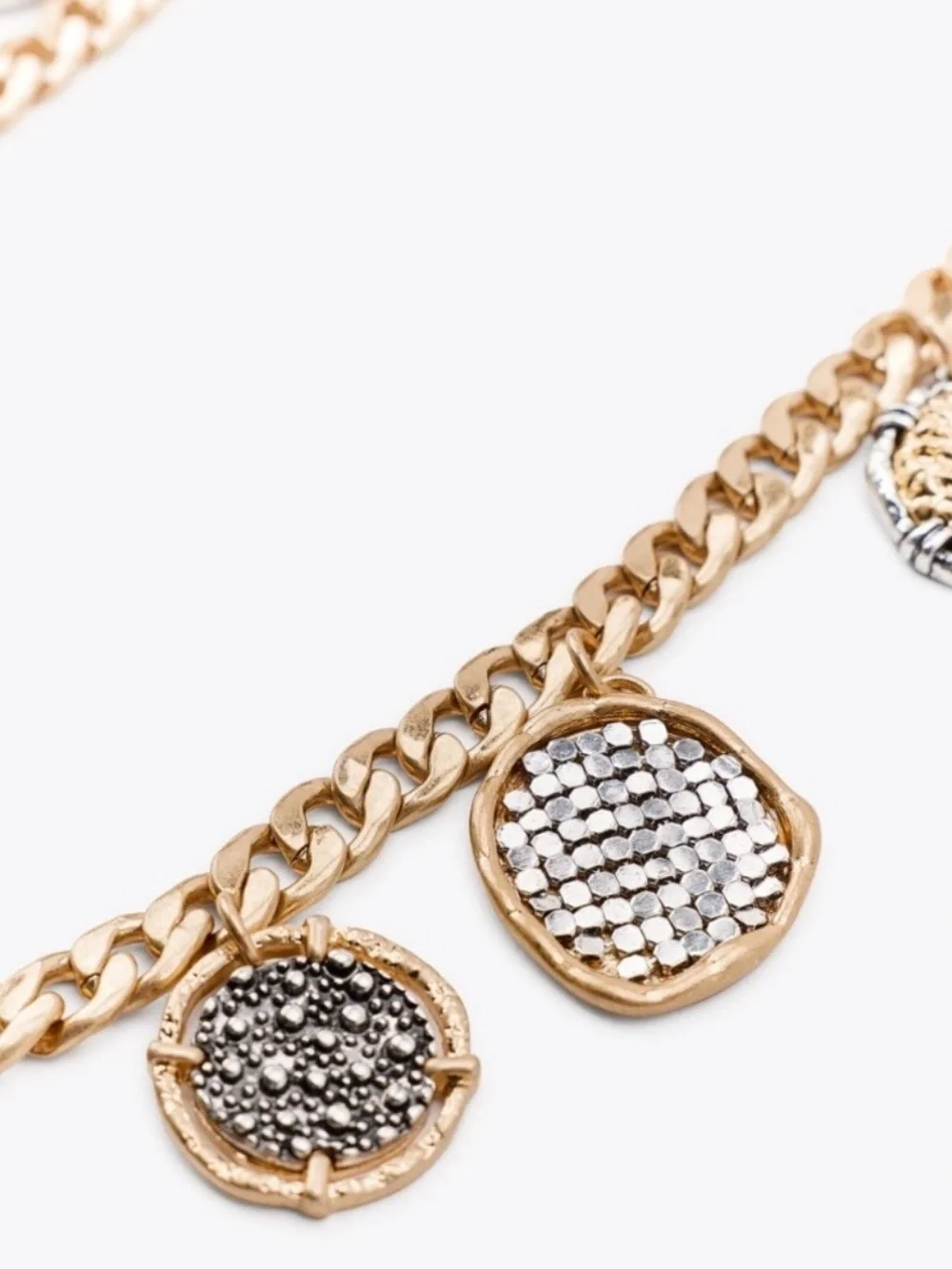 Zara Gold and Silver-Tone Charm Chain Belt